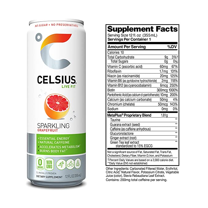 Celsius Energy Drink - Sparkling Essential Fitness Drink - 12x355ml