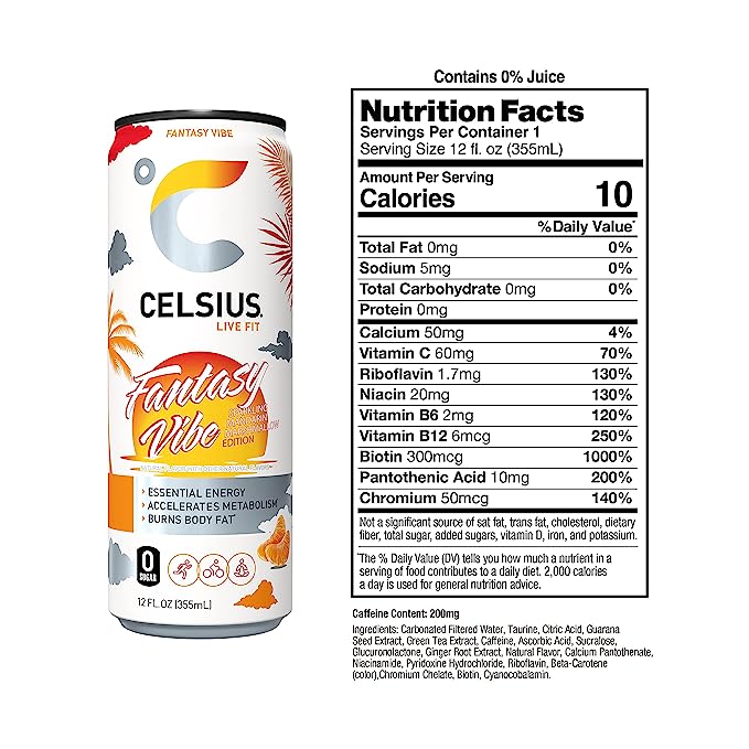 Celsius Energy Drink - Sparkling Essential Fitness Drink - 355ml