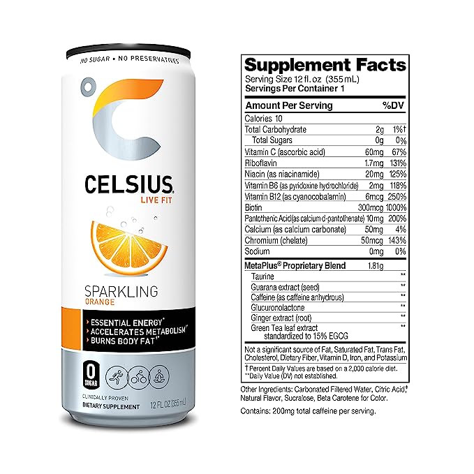 Celsius Energy Drink - Sparkling Essential Fitness Drink - 355ml