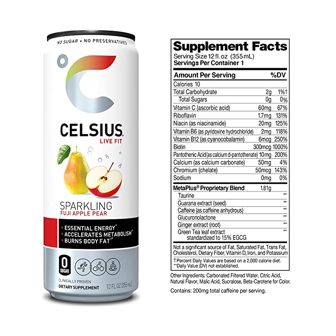 Celsius Energy Drink - Sparkling Essential Fitness Drink - 12x355ml