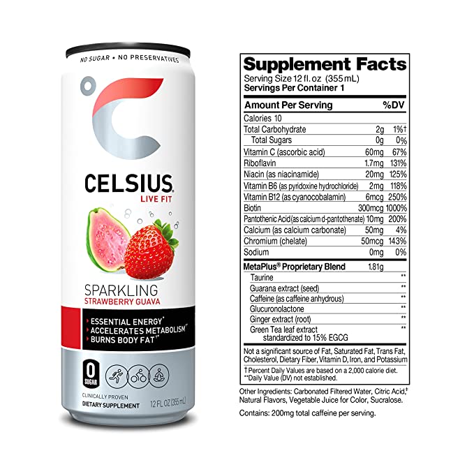 Celsius Energy Drink - Sparkling Essential Fitness Drink - 12x355ml
