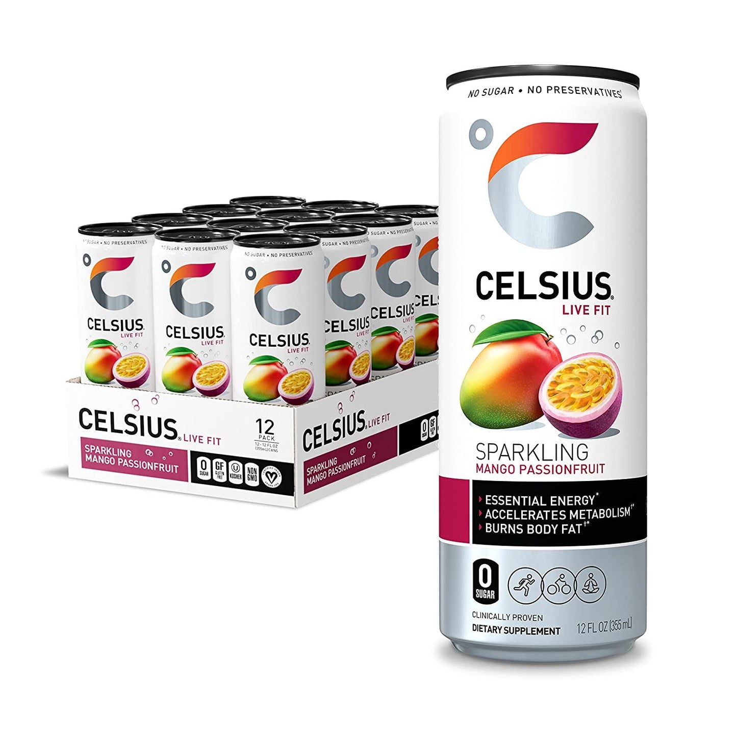 Celsius Energy Drink - Sparkling Essential Fitness Drink - 12x355ml