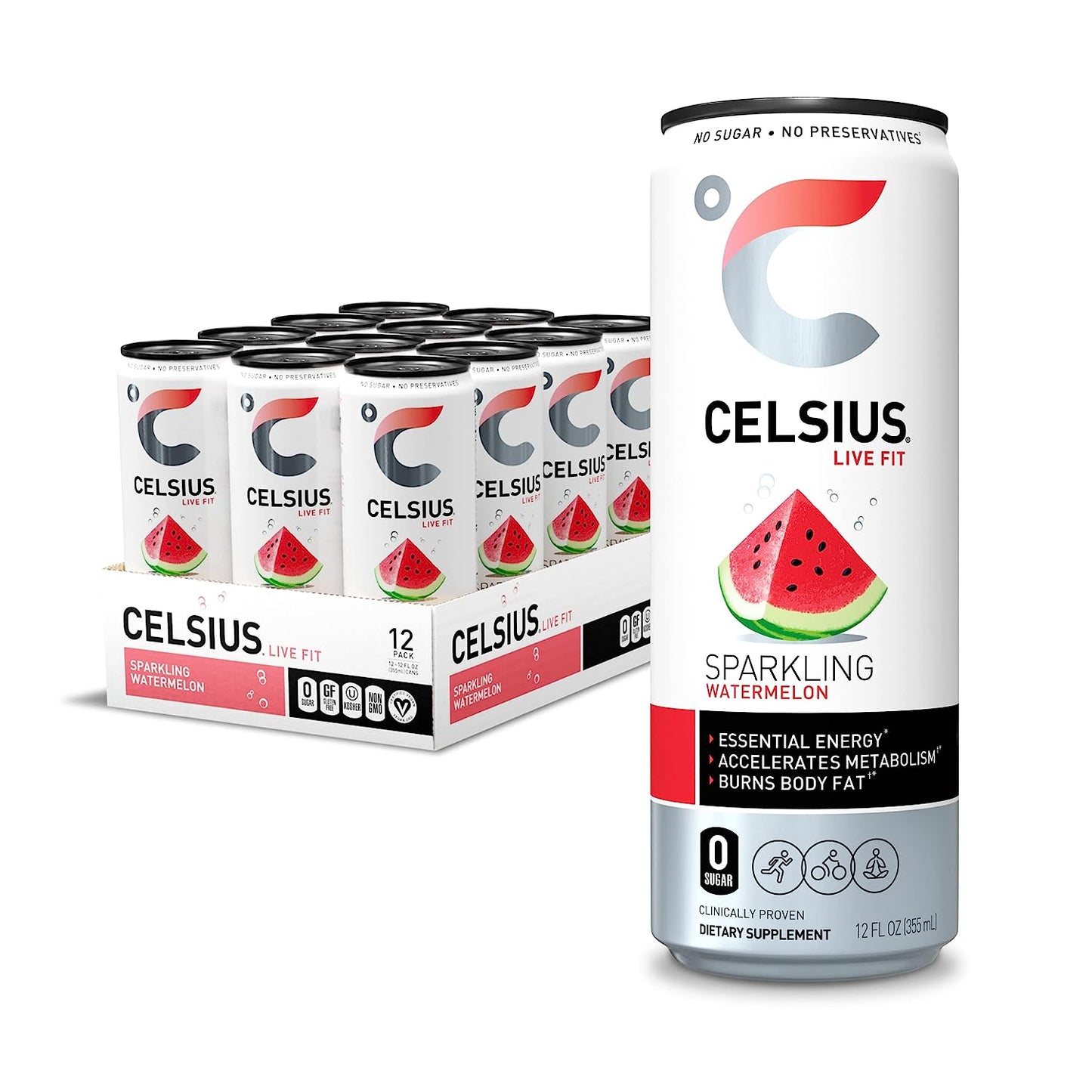 Celsius Energy Drink - Sparkling Essential Fitness Drink - 12x355ml