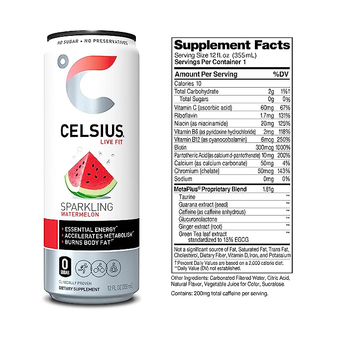 Celsius Energy Drink - Sparkling Essential Fitness Drink - 355ml