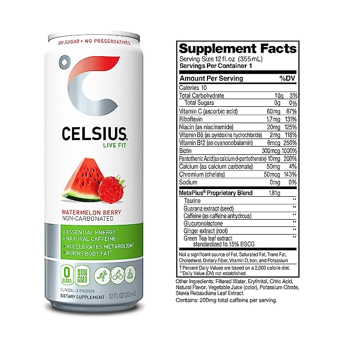 Celsius Energy Drink - Sparkling Essential Fitness Drink - 355ml