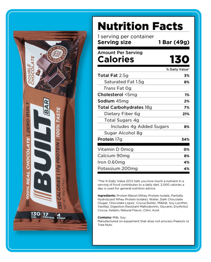 Built Protein Bar - 100% Real Chocolate - Zero Guilt (Box 12)