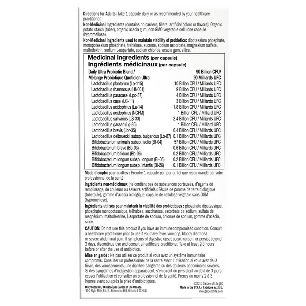 Garden of Life - Dr. Formulated Probiotics 90 billions - Once Daily 30Vcaps