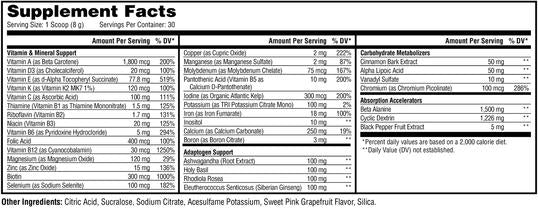 Metabolic Nutrition - Vitagen Vitamin Adaptagen Complex - 240g