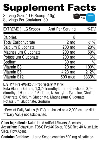 Metabolic Nutrition - E.S.P. Energy Stimulant Pre Workout - 300g