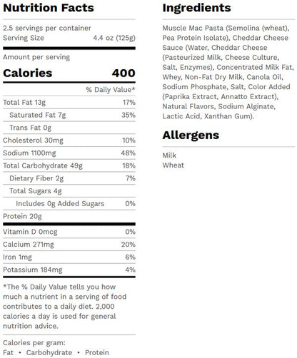 Muscle Mac - High Protein Deluxe Shell & Cheese - 312g